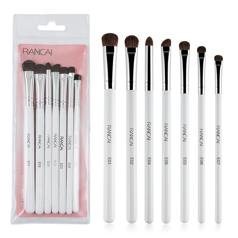 Pennelli Trucco Occhi Pelo Pony Setole Morbide Manico Legno Tubo Alluminio Per Ombretto Sfumatura