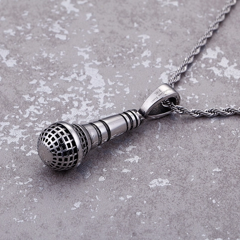 Colgante De Micrófono Retro Acero Inoxidable 316L Estilo Hip Hop Rock Punk Para Hombre Joyería Regalo