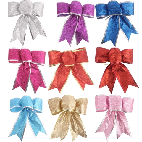 Weihnachts Glitzer Schleifen Deko Band Schmuck Baumschmuck Hochzeit Party Geschenkverpackung Elegant Festlich