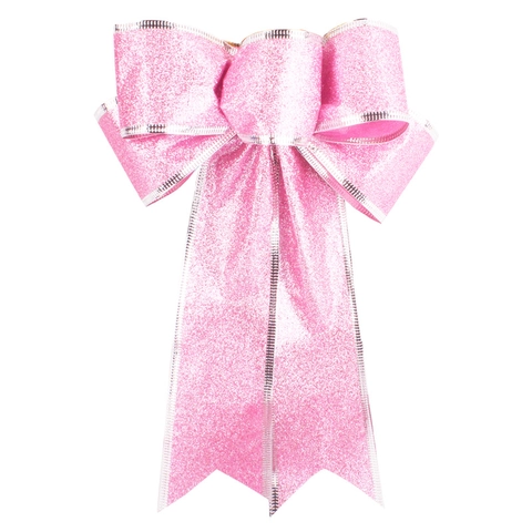 Fiocco Natalizio Glitterato Fatto a Mano Fiocchi Grandi in Tessuto Decorativi per Albero di Natale Festa Casa Festival Decorazioni da Appendere