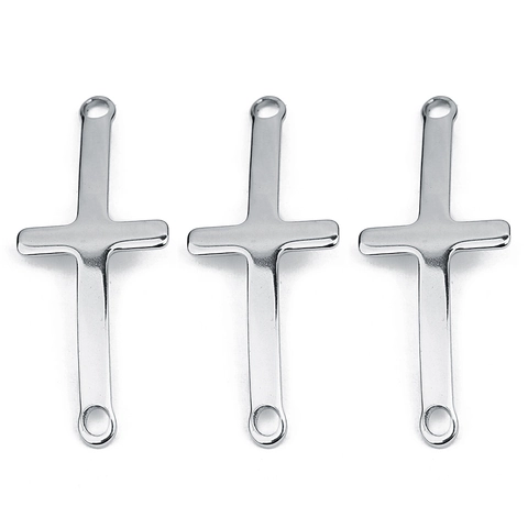 Conector De Colgante De Cruz Curvada De Acero Inoxidable Con Agujeros Para DIY Joyería Pulsera Collar Pulido