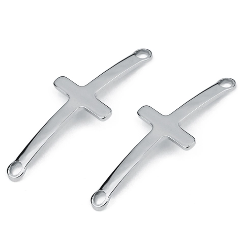 Conector De Colgante De Cruz Curvada De Acero Inoxidable Con Agujeros Para DIY Joyería Pulsera Collar Pulido