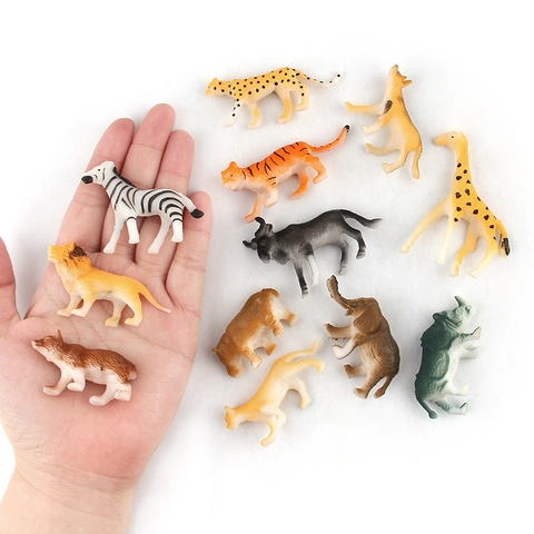 Figurine Animali Selvatici Realistici Mini Modelli Safari Foresta Plastica PVC Giocattolo Educativo Bambini Creature Giungla