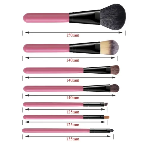 Makeup Brushes With PU Leather Storage Bag Pony Hair Synthetic Fiber Wooden Grip Portable Professional Beauty Tools