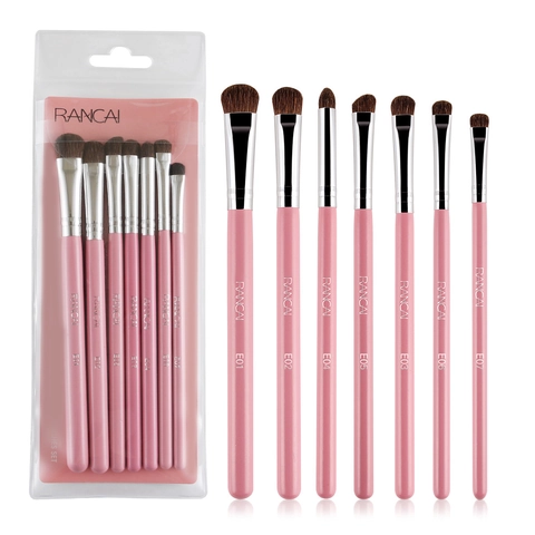 Pennelli Trucco Occhi Pelo Pony Setole Morbide Manico Legno Tubo Alluminio Per Ombretto Sfumatura