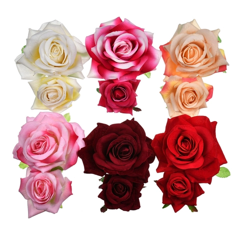 Pince À Cheveux Rose En Velours Double Faite À La Main Pour Femmes Style Bohémien Mariage Fête Photographie Accessoire