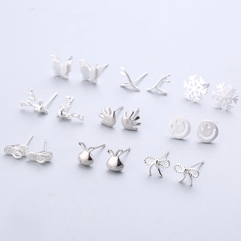 Elegant Korean 925 Sterling Silver Earring Post Stud Earrings For Women Girl Minimalist Daisy Animal Geometric Jewelry Gift
