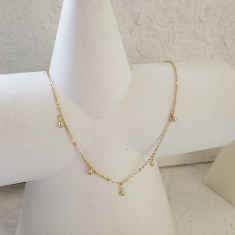 925er Sterlingsilber Halskette 18 Karat Gold Beschichtet Mini Runde Perlen Zierliche Kette Minimalistischer Schmuck Damen
