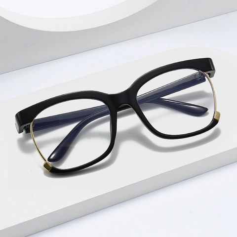 Fashion Square Eyeglasses Frame Anti Blue Light Plastic Metal Oversized Optical Glasses For Women Men Retro Trendy