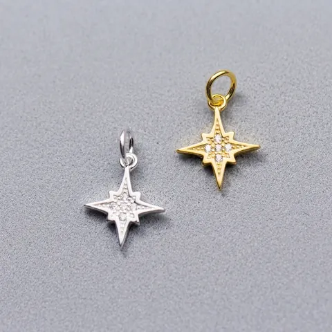 Accessoire De Pendentif Étoile En Argent Sterling 925 Avec Zirconia Charm Étoile Du Nord Pour Fabrication De Bijoux DIY