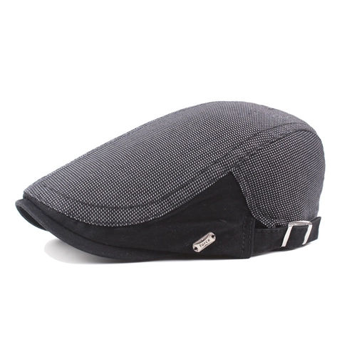 Vintage British Style Cotton Beret Hat For Men Women Adjustable Metal Buckle Breathable Mesh Patchwork Duckbill Hat