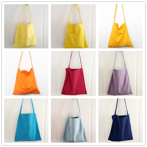 Minimalist Solid Color Canvas Tote Bag Large Capacity Cotton Cloth Shoulder Crossbody Bag For Women Student Casual Daily