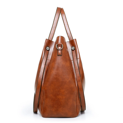 Γυναικεία Vintage Τσάντα από Δέρμα PU Tote Crossbody Πορτοφόλι και Θήκη Καρτών Μεγάλη Χωρητικότητα Κομψό Μονόχρωμο Αξεσουάρ Μόδας