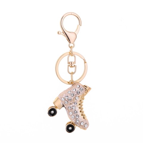 Kreative Rollschuh Schlüsselanhänger Legierung Strass Eingelegt Tasche Anhänger Skates Schuhe Gold Metall Schlüsselring Schmuck Geschenk