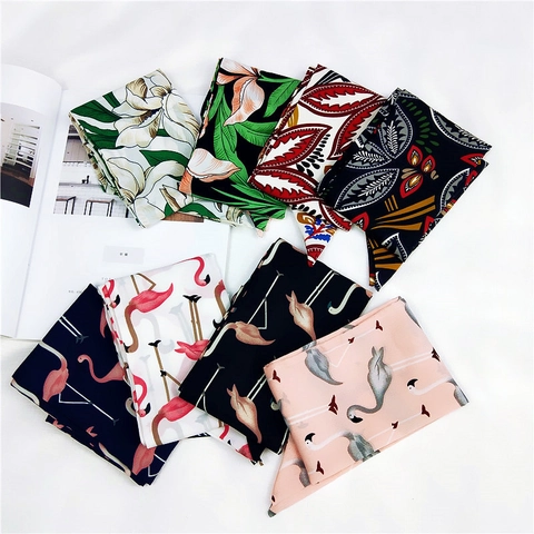 Sciarpa Lunga A Nastro Moda Raso Di Raso Stampa Floreale Fenicottero Fascia Versatile Decorazione Borsa Accessorio Da Collo