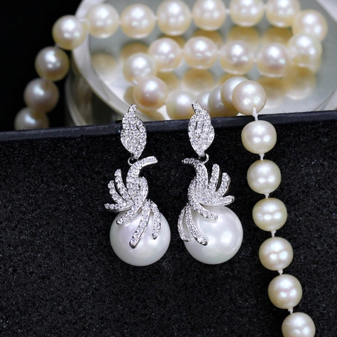 Koperen AAA Zirconia Witte Kunstparel Oorbellen Voor Vrouwen Westerse Luxe Bruiloft Feest Sieraden Accessoires