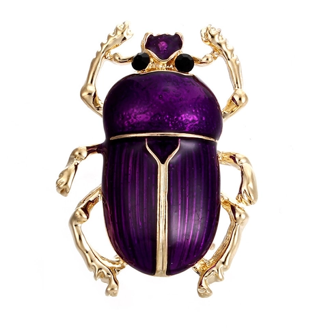 Vintage Beetle Brooch Alloy Enamel Insect Pin With Rhinestones For Women Stylish Apparel Accessories