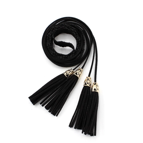 Cintura Decorativa Da Donna Sottile Microfibra Taglio Laser Fiore Cavo Nappina Da Annodare Accessorio Vestito Etnico Boho