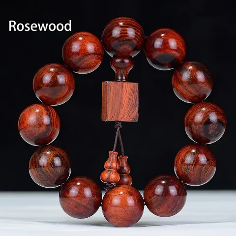 Rosewood Beaded Bracelet Buddhist Mala Meditation Beads Zen Style Handcrafted Wood Jewelry For Men Women