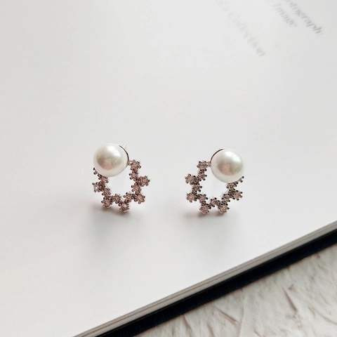 Schneeflocke Künstliche Perlenohrringe Mit 925 Sterling Silber Ohrstecker Zirkon Mikro Eingelegt Eleganter Schmuck Für Frauen