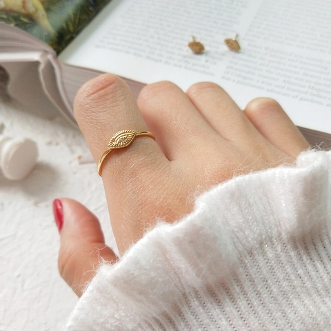 Augen Ring 925 Sterling Silber 18K Vergoldet Verstellbar Offen Fingerschmuck Französischer Retro Vintage Stil Damen