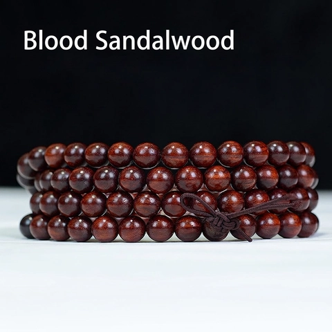Blood Sandalwood Buddhist Wrap Bracelet Multi Layer Wood Bead Mala Prayer Rosary Ethnic Meditation Unisex