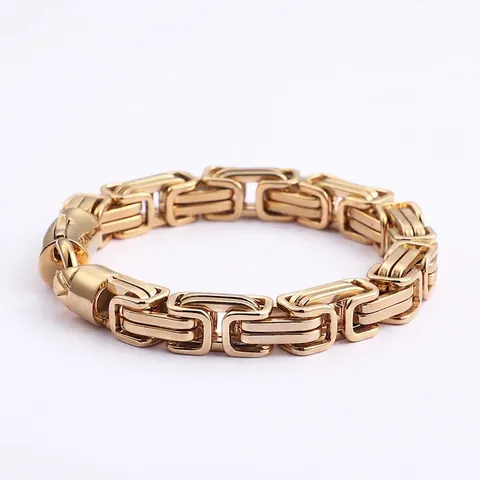 Bracciale Da Uomo A Catena Bizantina Acciaio Inossidabile 316L Punk Industriale Maglia Quadrata Gioielli Lucidati Per Uomo