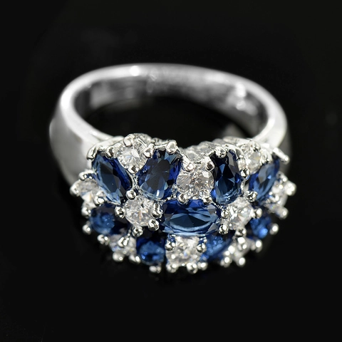 Anillo De Racimo De Flores Para Mujer Cobre Plateado Zircón Marquise Multicolor Joyería De Lujo Regalo