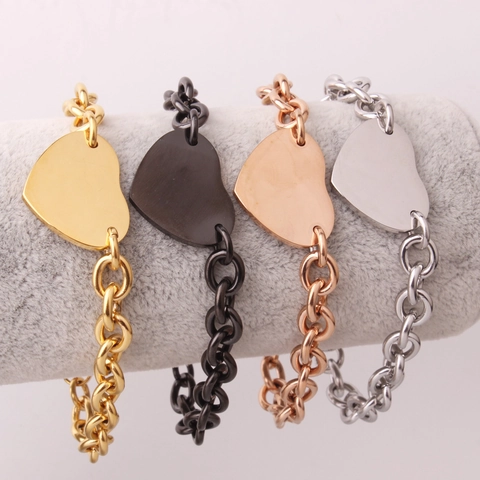 Damen Edelstahl Herz Anhänger Kette Armband Süß Poliert Herzanhänger Minimalist Mode Schmuck Geschenk