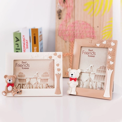 Cartoon 3D Bear Rabbit Violin Photo Frame Desktop Decorative PVC Picture Frames For Kids Room Home Decor Cute Gift