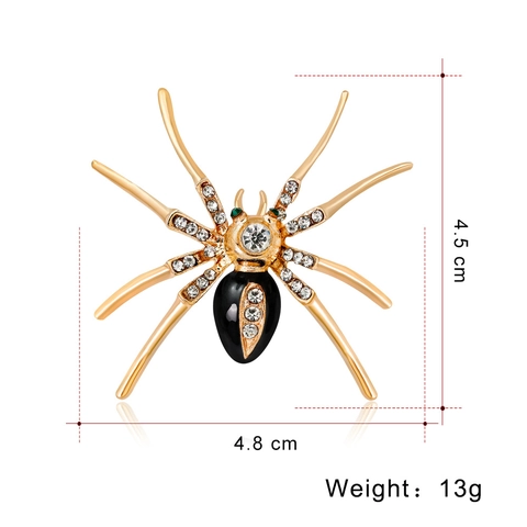 Spider Brooch For Women Alloy Rhinestone Enamel Sparkling Insect Shape Gold Plated Fashion Jewelry Accessory