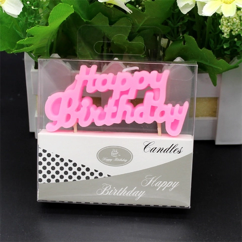 Happy Birthday Letter Candles Joined Script Paraffin Wax Cake Toppers For Party Celebration Decoration Multi Colors