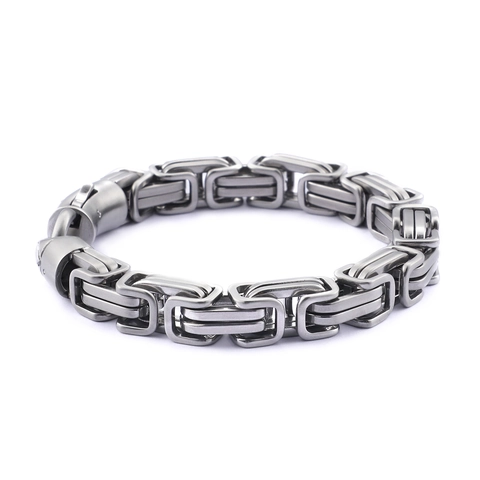 Bracciale Da Uomo A Catena Bizantina Acciaio Inossidabile 316L Punk Industriale Maglia Quadrata Gioielli Lucidati Per Uomo