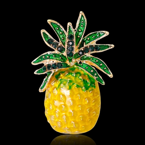 Spilla Ananas Lega Strass Smalto Frutto Tropicale Pin Gioielli Di Moda Accessorio Donna Versatile Chic