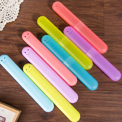 Portaspazzolino Portatile Custodia Da Viaggio Scatola Di Immagazzinaggio Plastica PP Alimentare Design Sorriso Antipolvere Traspirante