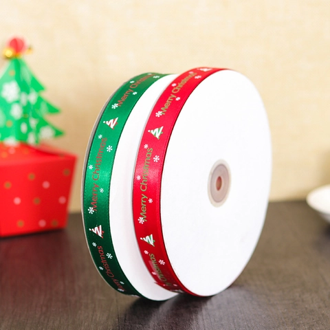 Christmas Ribbons Merry Christmas Printed Satin Grosgrain Ribbons For Gift Wrapping Holiday Party Decoration DIY Crafts