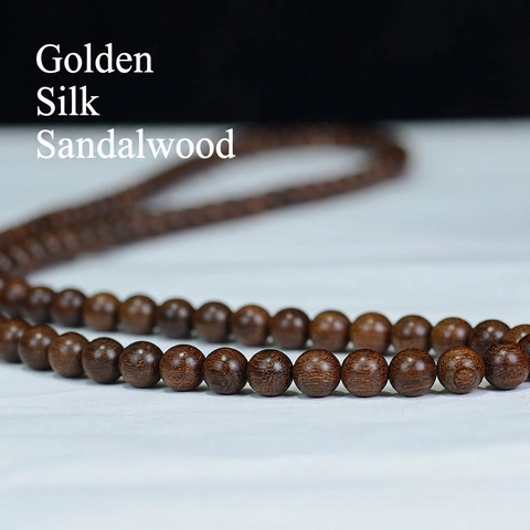 Gold Satin Sandalwood Multi Loop Prayer Beads Bracelet Wooden Mala Meditation Rosary Ethnic Zen Jewelry For Men Women