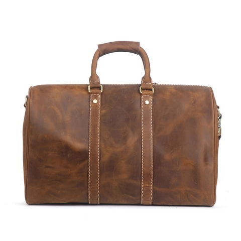Vintage Echtleder Reisetasche Große Kapazität Rindsleder Travel Luggage Tote Mit Schultergurt Und Gepäckanhänger