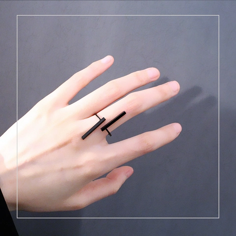 Minimalist Geometric Parallel Double Bar Open Ring For Women Adjustable Fashion Jewelry Metal Electroplated Finger Ring