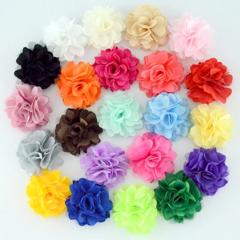 Fleurs En Tissu Multicouches Faites À La Main Satin Mesh Mousseline Accessoires DIY Pour Pinces À Cheveux Broches Décor