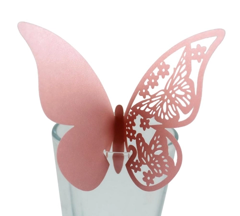 Elegant 3D Hollow Laser Cut Butterfly Place Cards Pearl Paper Cup Cards For Wedding Birthday Party Table Decoration