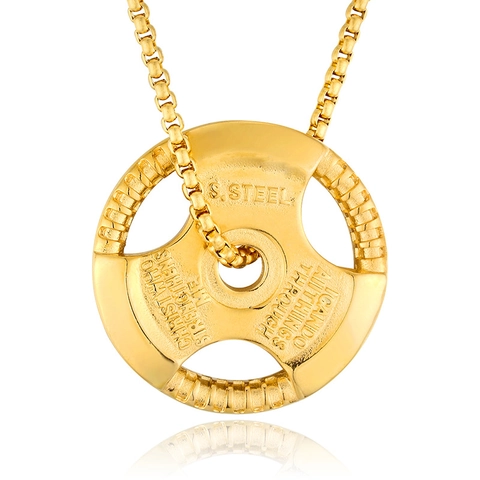 Collana con Ciondolo a Piastra per Bilanciere in Acciaio Inossidabile Scrittura Religiosa Ispiratrice Gioielli Fitness Oro per Uomo