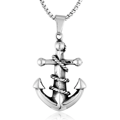 Collana con Ciondolo Ancora per Nave Pirata in Acciaio al Titanio Retrò Ciondolo Ancora con Teschio Gothic Punk per Uomo Donna Gioielli Regalo