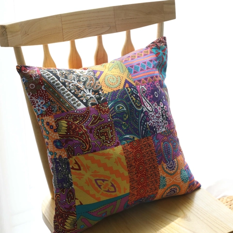 Böhmischer Retro Patchwork Kissenbezug Baumwolle Leinen Paisley Ethnisch Geometrisch Deko Kissenhülle