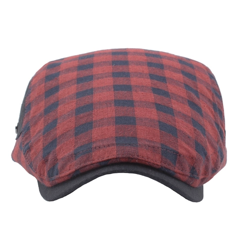 Béret Plaid Vintage Britannique en Coton et Lin pour Hommes Femmes Réglable Béret de Chasse Protection Solaire Rétro Casquette