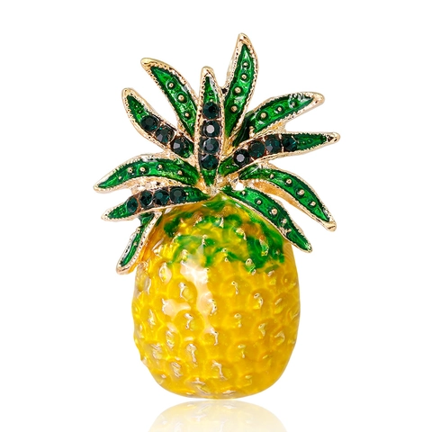 Spilla Ananas Lega Strass Smalto Frutto Tropicale Pin Gioielli Di Moda Accessorio Donna Versatile Chic