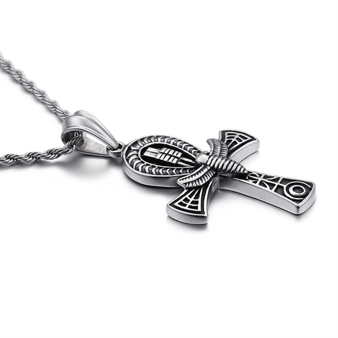Pendente Croce Ankh Antico Egitto Acciaio Inossidabile Simbolo Della Vita Gioielli Amuleto Retro Inciso Per Uomini Donne