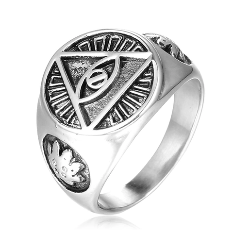Anello Sigillo Occhio Della Provvidenza Acciaio Inossidabile Retro Punk Gotico Mistico Per Uomini