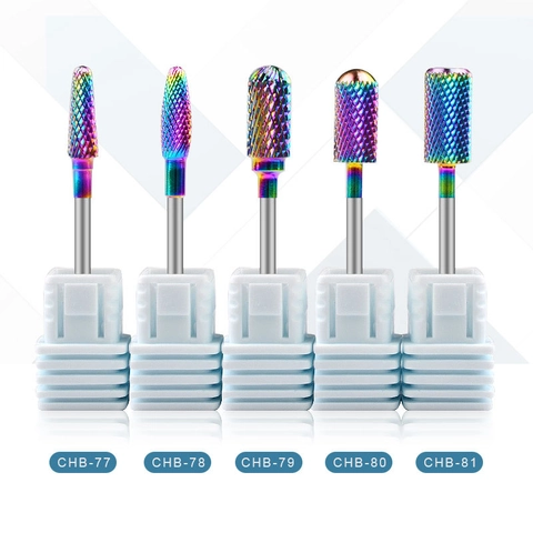 Professional Nail Drill Bits Tungsten Steel Rainbow Electroplating Manicure Pedicure Gel Removal Accessories Tools