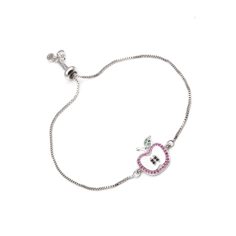Copper Zirconia Apple Pendant Adjustable Bracelet For Women Red Green Zircon Inlaid Rose Gold Silver Plated Fashion Jewelry